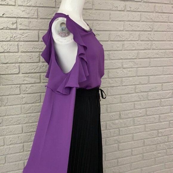 Michael Kors Women Purple Long Ruffle Sleeve Top Size M - Picture 6 of 13
